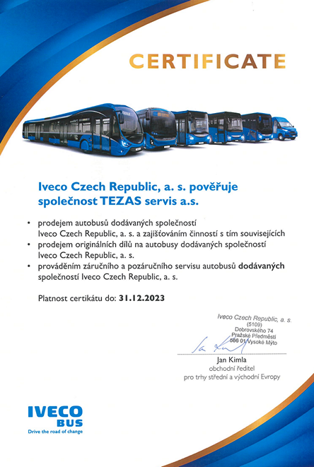 Dealer certificate IVECO BUS